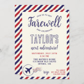 ブルーアンドレッドストライプパーティの招待状 招待状 (正面/裏面)