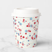 ブルーアンドレッドスノーフレークデザイン紙カップ 紙コップ (裏面)