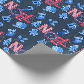 ブルーアンドレッドフェスティバルノエルレタリングクリスマス ラッピングペーパー (角)