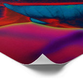 ブルーアンドレッドローズブドリインドロップ抽象芸術フローラ ポスター (角)