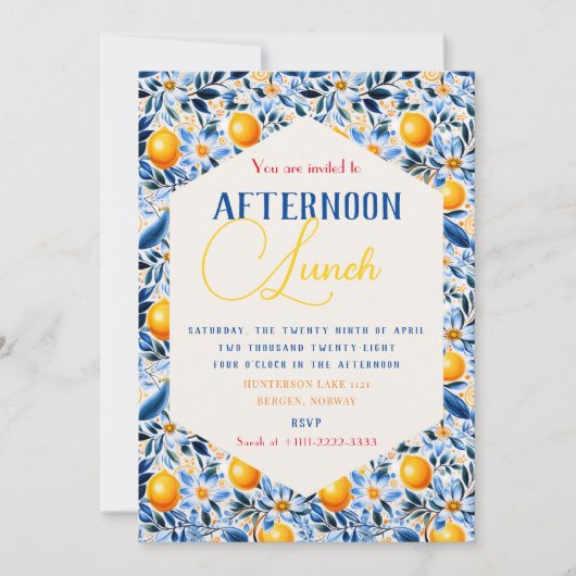 ブルーアンドレモン テーマ 招待状 (正面)