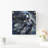 ブルーアンドロイドガール1 スクエア壁時計 (ホーム)