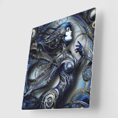 ブルーアンドロイドガール1 スクエア壁時計 (傾斜)