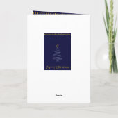 ブルーアンド金ゴールドグリッター効果クリスマスツリー シーズンカード (裏面)