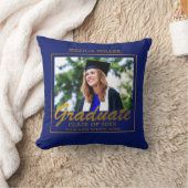 ブルーアンド金ゴールドドリームビッグ卒業写真 クッション (ブランケット)