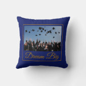 ブルーアンド金ゴールドドリームビッグ卒業写真 クッション (裏面)