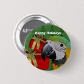 ブルーアンド金ゴールドマコーパロットホリデー 缶バッジ (正面&裏面)