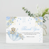 ブルーアンブレラテディベアベビー散布機 サンキューカード (スタンド正面)