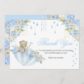ブルーアンブレラテディベアベビー散布機 サンキューカード (正面/裏面)