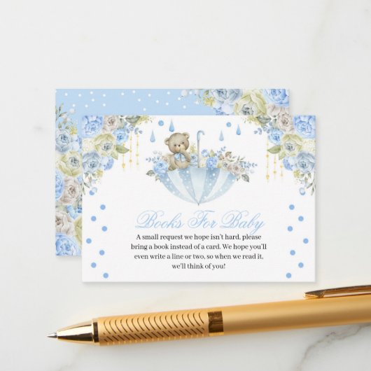 ブルーアンブレラテディベアベビー エンクロージャーカード (正面/裏面インサイチュ)
