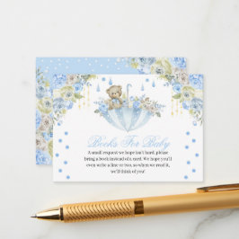 ブルーアンブレラテディベアベビー エンクロージャーカード