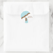 ブルーアンブレラベビーシャワーステッカー ラウンドシール (バッグ)