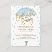 ブルーアンブレラベビーシャワーブックベビーカード エンクロージャーカード (正面)