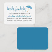 ブルーアンブレラベビーシャワー | ベビー挿入用の帳簿 エンクロージャーカード (正面/裏面)