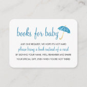 ブルーアンブレラベビーシャワー | ベビー挿入用の帳簿 エンクロージャーカード (正面)