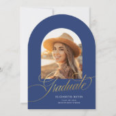 ブルーアーエレガントチフォト卒業発表 招待状 (正面)