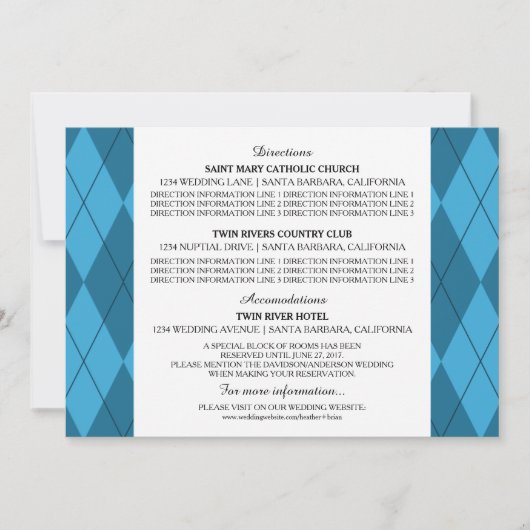 ブルーアーガイル結婚式インフォメーションカード 招待状 (正面)