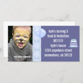 ブルーアーガイル誕生日フォト招待状 (正面/裏面)