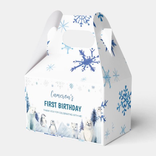 ブルーアークティックアニマルズウィンターバースデーパーティー フェイバーボックス (裏面サイド)