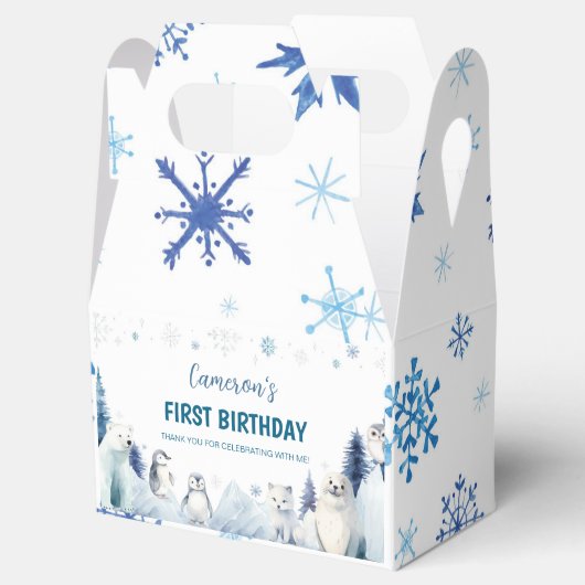 ブルーアークティックアニマルズウィンターバースデーパーティー フェイバーボックス (オープン)