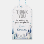 ブルーアークティックアニマルズ ウィンターバースデー サンクス ギフトタグ (正面)