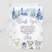 ブルーアークティックオーネダーランド誕生日サンキューカード 招待状 (正面/裏面)