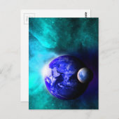 ブルーアースムーン宇宙 ポストカード (正面/裏面)