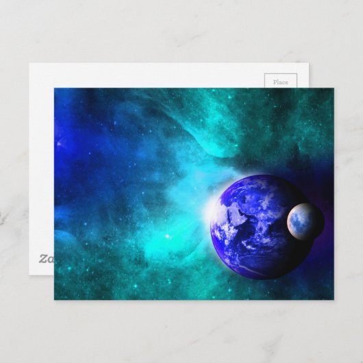 ブルーアースムーン宇宙 ポストカード (正面/裏面)