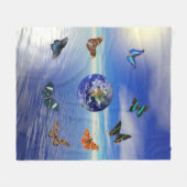 ブルーアース蝶フリースブランケット フリースブランケット (正面(横))