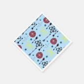 ブルーアーチェリー弓矢と標的 スタンダードカクテルナプキン (角)