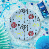 ブルーアーチェリー弓矢と標的 ペーパープレート (パーティー)