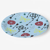 ブルーアーチェリー弓矢と標的 ペーパープレート (アングル)