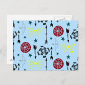 ブルーアーチェリー弓矢と標的 ポストカード (正面/裏面)