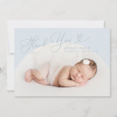 ブルーアーチフレーム感謝していユイ誕生のお知らせ 案内状 (正面)