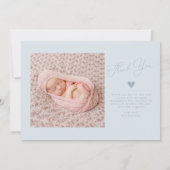 ブルーアーチフレーム感謝していユイ誕生のお知らせ 案内状 (裏面)