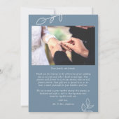 ブルーアーチボタニカルリーフ結婚のサンキューカード サンキューカード (裏面)