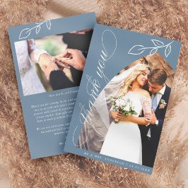 ブルーアーチボタニカルリーフ結婚のサンキューカード サンキューカード