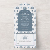 ブルーアーチボーホレインボーベビーシャワー オールインワン招待状 (内側)