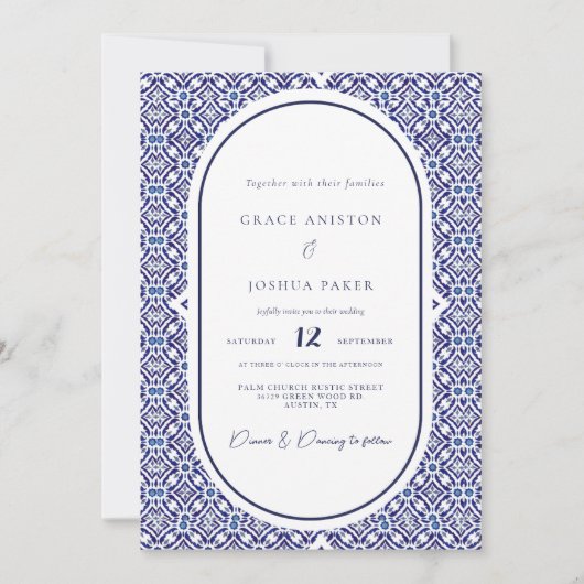 ブルーアーチメキシカンタラベスペインのラ結婚ス 招待状 (正面)