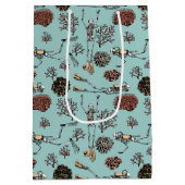 ブルーアートスイミングスキューバダイバーコーラルスケッチ ミディアムペーパーバッグ (裏面)