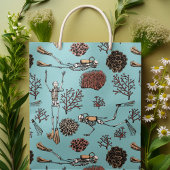 ブルーアートスイミングスキューバダイバーコーラルスケッチ ミディアムペーパーバッグ