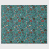 ブルーアートスイミングスキューバダイバーコーラルスケッチ ラッピングペーパー (フラット)