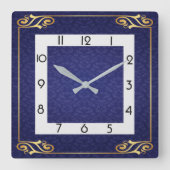 ブルーアートデコ スクエア壁時計 (正面)