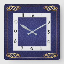 ブルーアートデコ スクエア壁時計