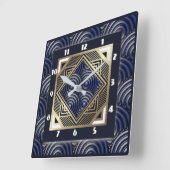 ブルーアートデコ スクエア壁時計 (傾斜)