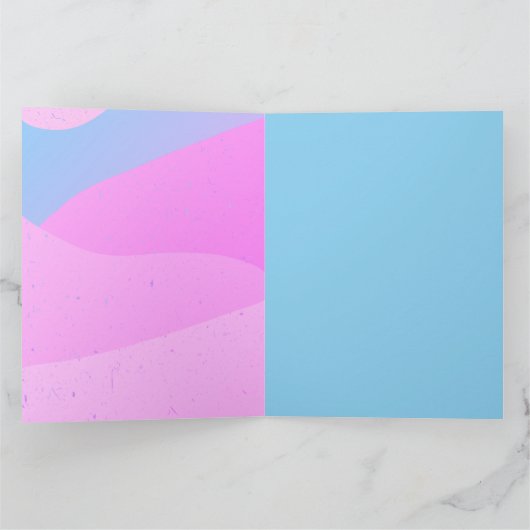 ブルーアートピンク誕生日おひれグリーティング カード (内部)