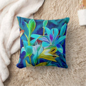 ブルーアートフラワーズかわいらし装飾用クッション クッション (ブランケット)