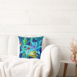 ブルーアートフラワーズかわいらし装飾用クッション クッション