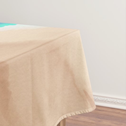 ブルーアートモダンティール（緑がかった色）サンディビーチウォーターカラー テーブルクロス (インサイチュ)