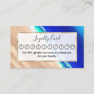 ブルーアートモダンティール（緑がかった色）サンディビーチウォーターカラー ロイヤリティカード